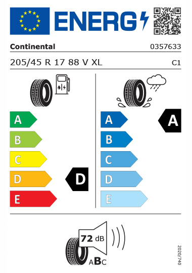 Kia Tyre Label - continental-0357633-205-45R17