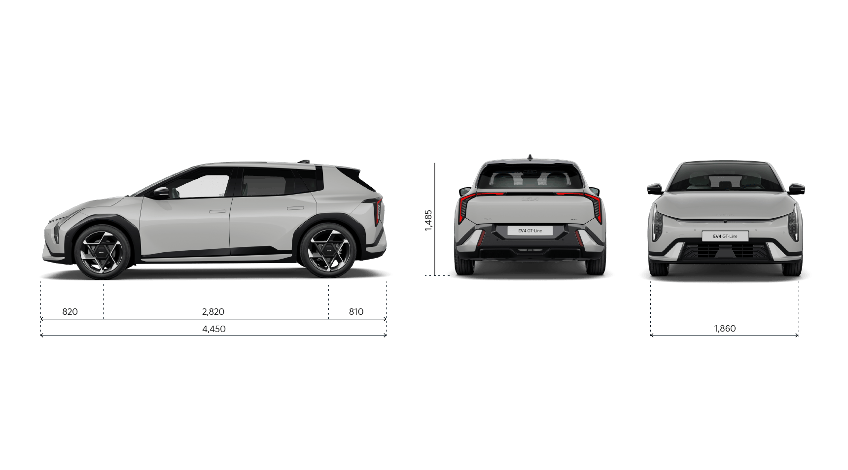 EV4 GT-Line, Seiten-/Heck-/Frontansicht